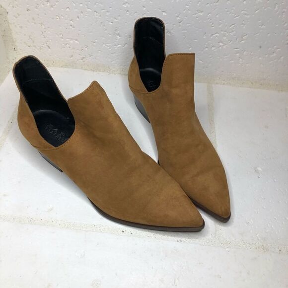 Zara Trafaluc cognac Cut Out Faux Suede Booties 39 - Picture 2 of 7